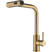 Смеситель для кухни Shevanik S263G с выдвижным изливом, золотой матовый