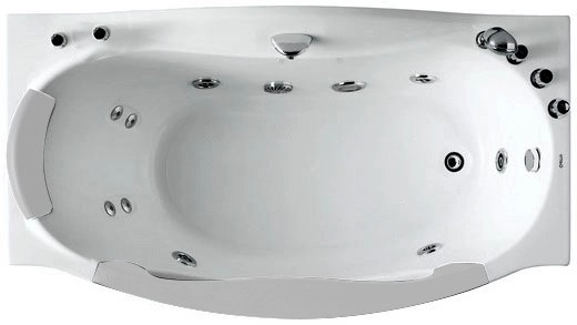 акриловая ванна gemy g9072 b r гидромассажная, 171х92 см, правосторонняя, цвет белый