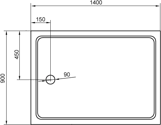 акриловый поддон 140x90 см cezares tray-a-ah-140/90-15-w