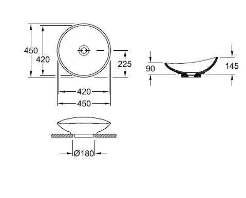 раковина villeroy & boch my nature 411045r1 накладная, 45x45xh14,5см, альпийский белый, с ceramicplus