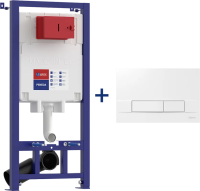 Система инсталляции для унитазов Lemark Peneda 9880412, 2 в 1 с кнопкой смыва BIT белый глянец