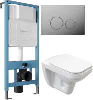 Комплект 3 в 1 Унитаз подвесной STWORKI Дублин SETK3504-0605-001-1-6000 + Инсталляция Aqueduto Tecnica TEC01 + Кнопка Circulo CIR0100 цвет хром