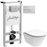 Комплект подвесной унитаз Kerama Marazzi Plaza Modern PLMR.wc.02 + PLMR.seat.02\WHT + система инсталляции Jacob Delafon E5504-NF + E4326-CP