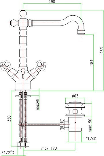 смеситель для раковины fiore coloniale 02cr0625