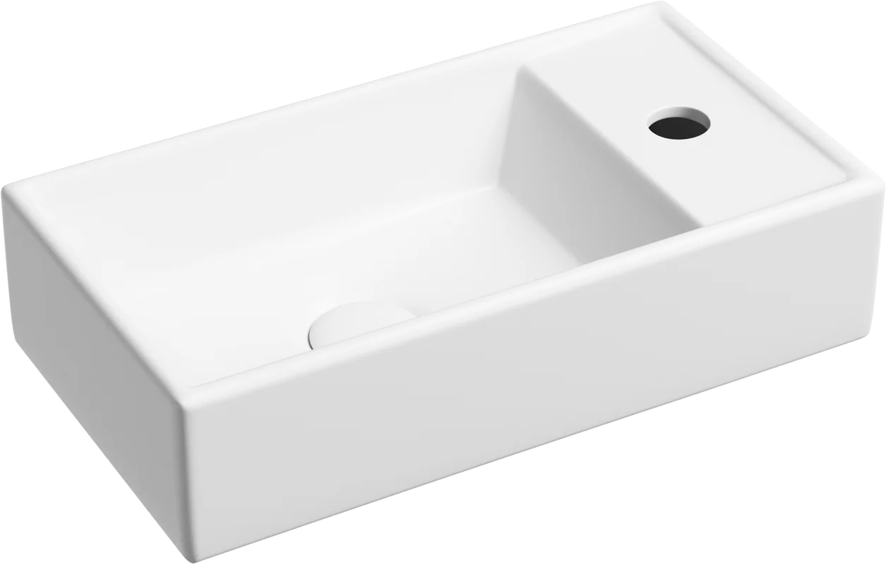 Раковина Ceramicanova Element CN6051LMW подвесная, чаша слева, 41.7х21.7 см, белая матовая
