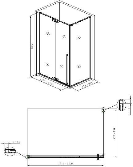 душевой уголок aquanet ideal ae-axc94mb-s-c 140×90, прозрачное стекло