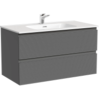 Тумба под раковину Sancos Folk FL90GS 89 см, подвесная, темно-серый матовый
