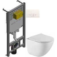 Комплект подвесной унитаз BelBagno Amanda BB051CHR + BB051SC + система инсталляции Jacob Delafon E29025-NF + E29026-01R