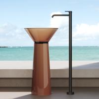 Раковина Dea Design Pedestal Basin DD2022 480 R9 напольная, без отв., Glasstech, прозрачная смола, d48хh90см, , brown copper