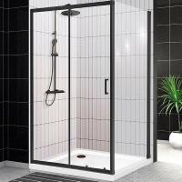 Душевой уголок BelBagno Uno 120x80 UNO-195-AH-1-120/80-C-NERO профиль Черный матовый стекло прозрачное