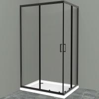 Душевой уголок BelBagno Uno 100х80 UNO-195-AH-2-100/80-C-NERO профиль Черный матовый стекло прозрачное