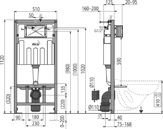 система инсталляции для унитазов alcaplast a101 sadromodul am101/1120-0001