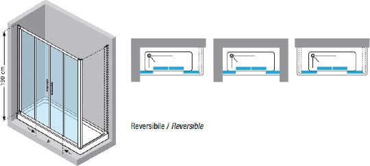 дверь для душевой кабины в нишу novellini lunes 2a lunes2a156-1b