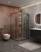 Душевой уголок Cezares Molveno MOLVENO-AH-21-100+20-C-GM-IV 120x100 см, профиль оружейная сталь матовый, стекло прозрачное