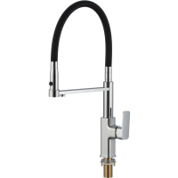 Смеситель для кухни Savol S-L1808-01 с подключением к фильтру, гибким изливом, хром/черный