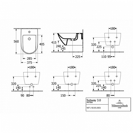 биде подвесное villeroy & boch subway 3.0 44700001 alpin