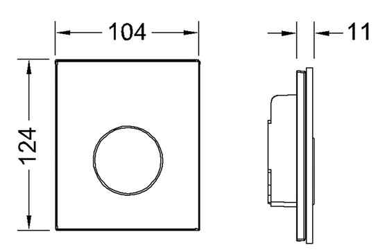 панель смыва для писсуара tece teceloop 9242655 стеклянная, стекло черное, клавиша хром матовый