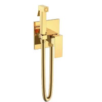 Гигиенический душ Boheme Qubic 477-G со смесителем, золото глянцевое