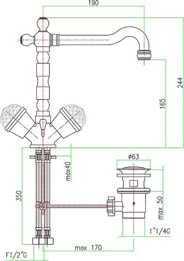 смеситель для раковины fiore xt sky 17cr0625