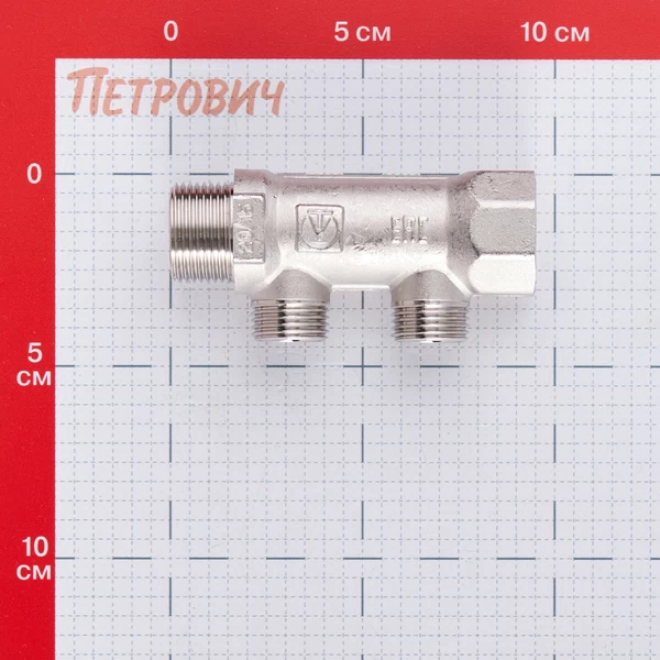 коллектор valtec 3/4 вр(г) х 2 выхода 1/2 нр(ш) х 3/4 нр(ш) (vtc.500.n.0502)