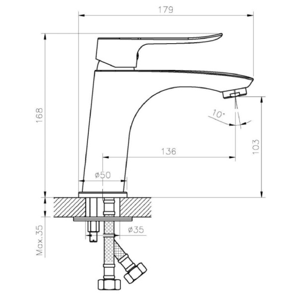 смеситель для раковины agger nice a2502100 цвет хром