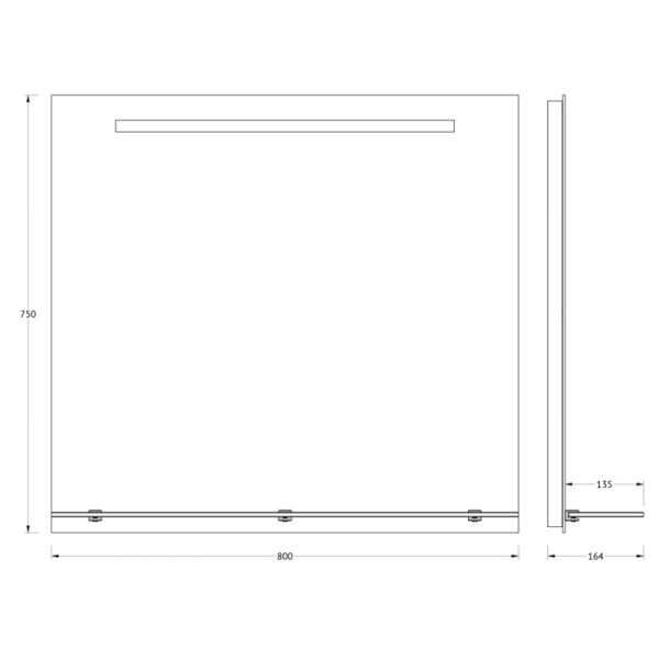 зеркало evoform ledline-s 75х80 с подсветкой