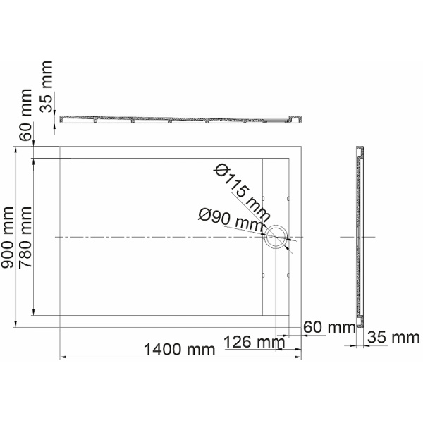 душевой поддон из искусственного камня wasserkraft abens 140x90 20t36 цвет черный матовый