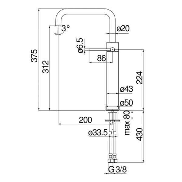 смеситель для раковины nobili velis ve125158/3flp diamond smoke