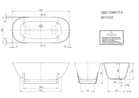 квариловая ванна villeroy & boch antheus ubq175anh7f400v-01