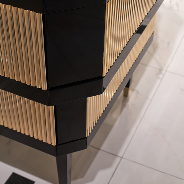 devon&devon metropolitan тумба под раковину 88.5см., со столешницей из гранита nero assoluto, раковиной swindon и планками светлое золото, цвет: deep black