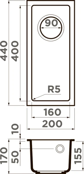 дополнительная мойка omoikiri bosen 20-u-bl leningrad grey