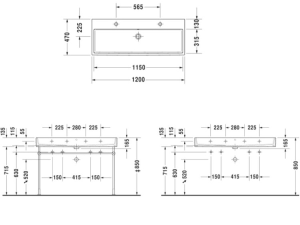 раковина накладная duravit vero air 120 см 2350120024