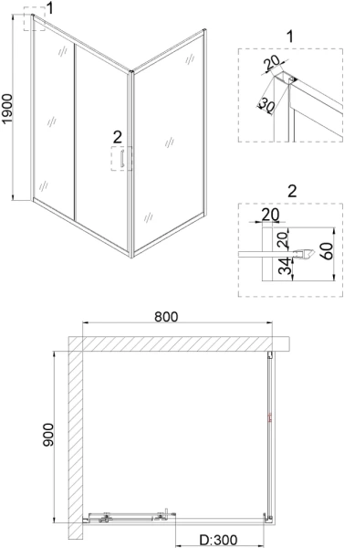 душевой уголок niagara nova ng-82-8ab-a90b 80x90, прямоугольный, черный