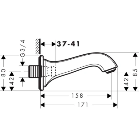 излив для ванны 158 мм hansgrohe metropol classic 13425090