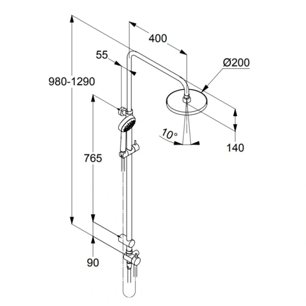 душевая стойка kludi logo dual shower system 6809305-00