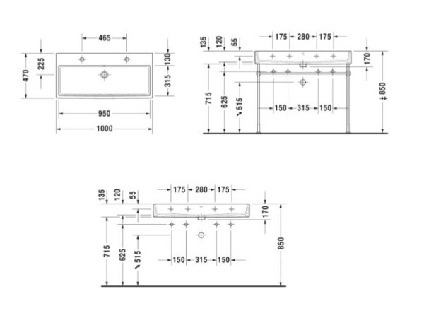 раковина накладная duravit vero air 100 см 2350100043