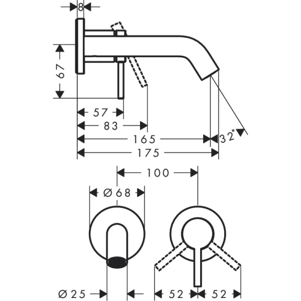 смеситель для раковины с выпуском hansgrohe tecturis s 73350000