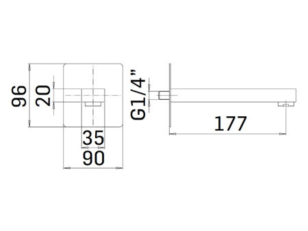 излив настенный mamoli euclide 22170000d121, 177мм, цвет хром