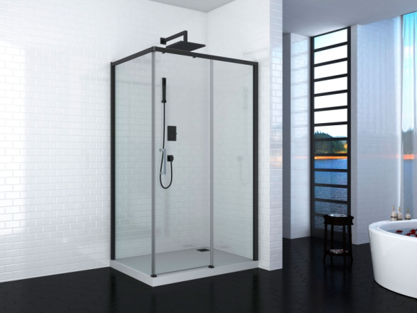 душевой уголок cerutti spa vito 110x80 b r профиль черный стекло прозрачное