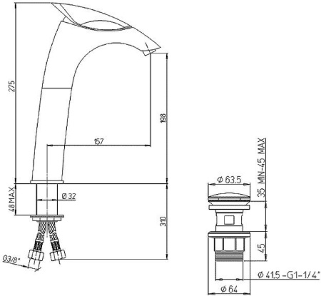 смеситель для раковины paini f1 f1cr211ll2sssrkm цвет хром