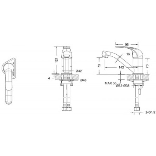 смеситель для раковины bravat fit f1233188cp-rus