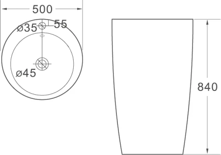 раковина santiline sl-4004c напольная, ø 49 см, цвет серый