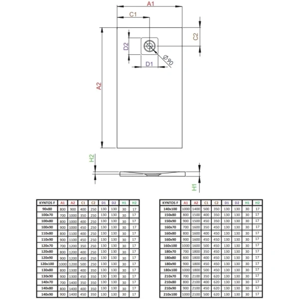 душевой поддон из литьевого мрамора 180x100 см radaway kyntos f black hkf180100-54