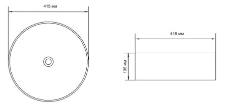 раковина накладная 41 см aquanet moon-1-mb 00245827, черный матовый