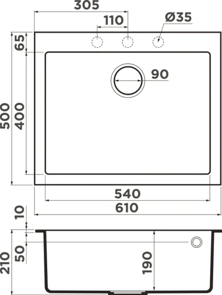 мойка кухонная omoikiri bosen 61a-gb графит