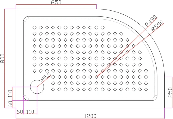 акриловый поддон 120x80 см cezares tray-a-rh-120/80-550-15-w-l