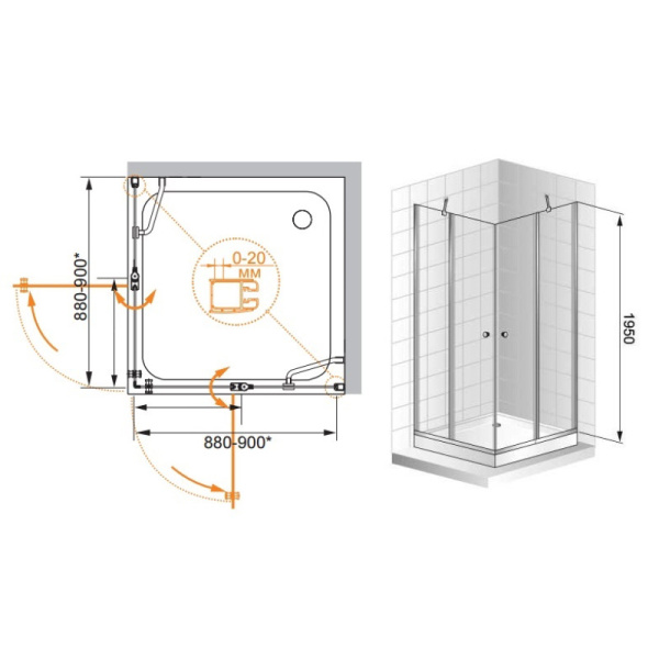 душевой уголок cezares elena 90x90 текстурное стекло elena-w-a-22-90-p-cr