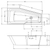 акриловая ванна riho rething space 160x75 см, заполнение через перелив, белая, правая/левая