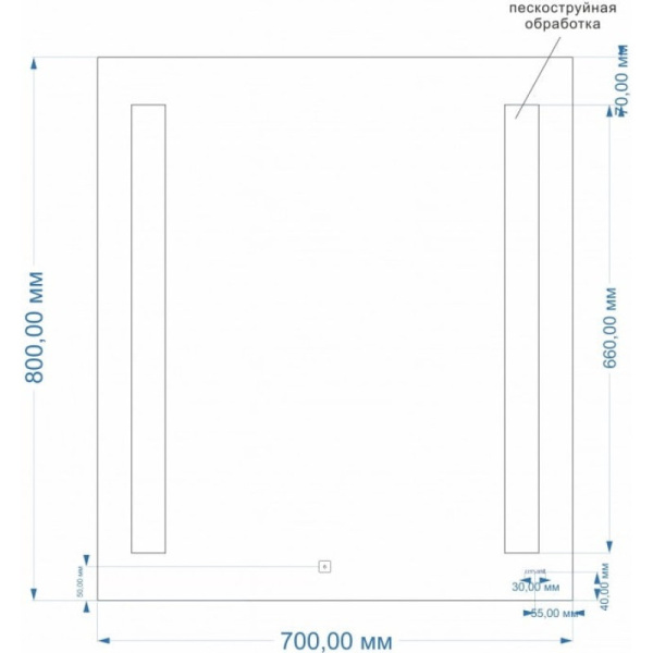 зеркало 70х80 см cersanit base lu-led020*70-b-os