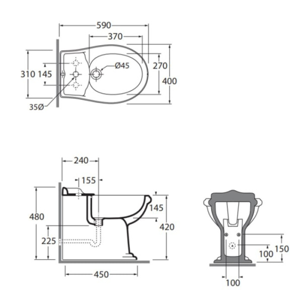 биде напольное azzurra jubilaeum jubit000000mbi/(jub510 bi)*1